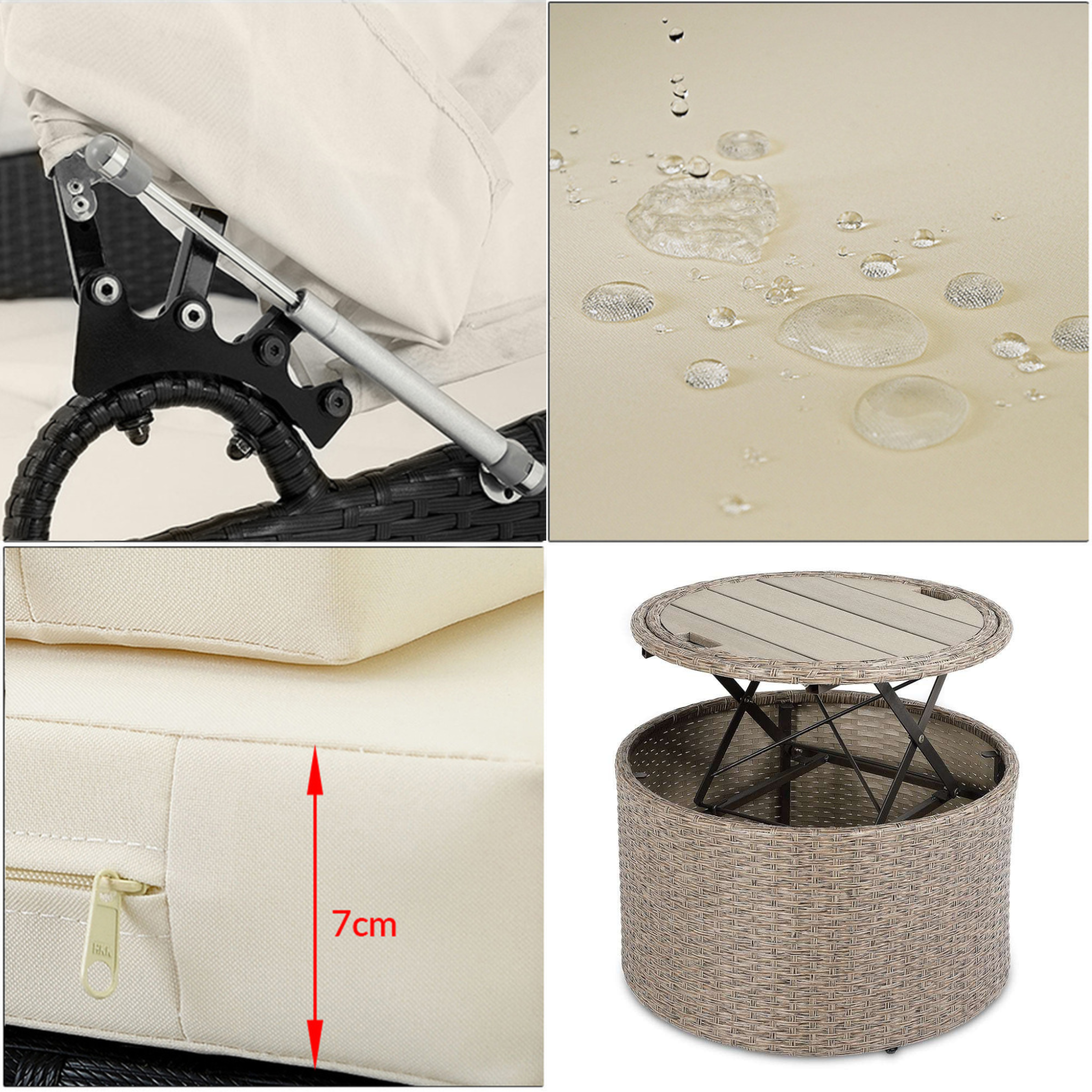 Salon de Jardin Premium - Oasis 185cm – Résistant aux Intempéries - Blanc / Moka