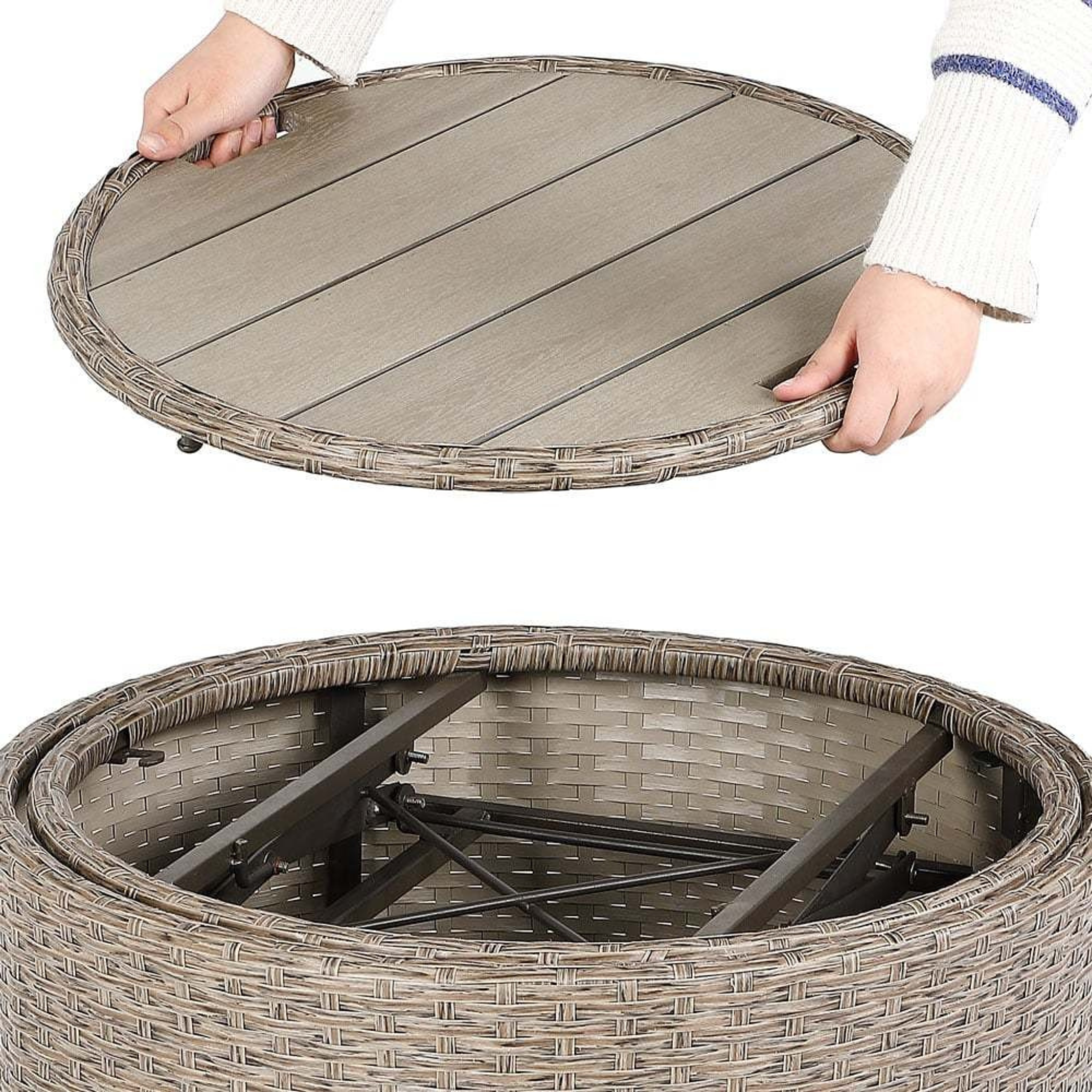 Salon de Jardin Premium - Oasis 185cm – Résistant aux Intempéries - Blanc / Moka