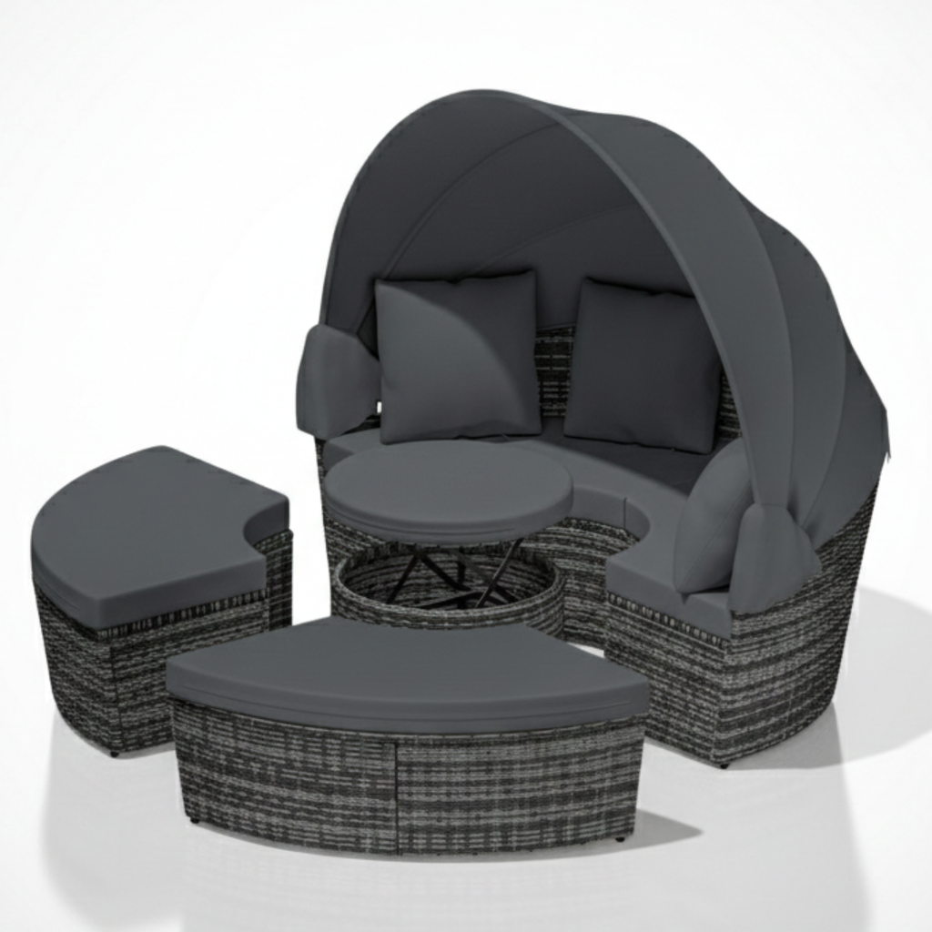 salon de jardin premium, oasis 185cm, modulable gris anthracite