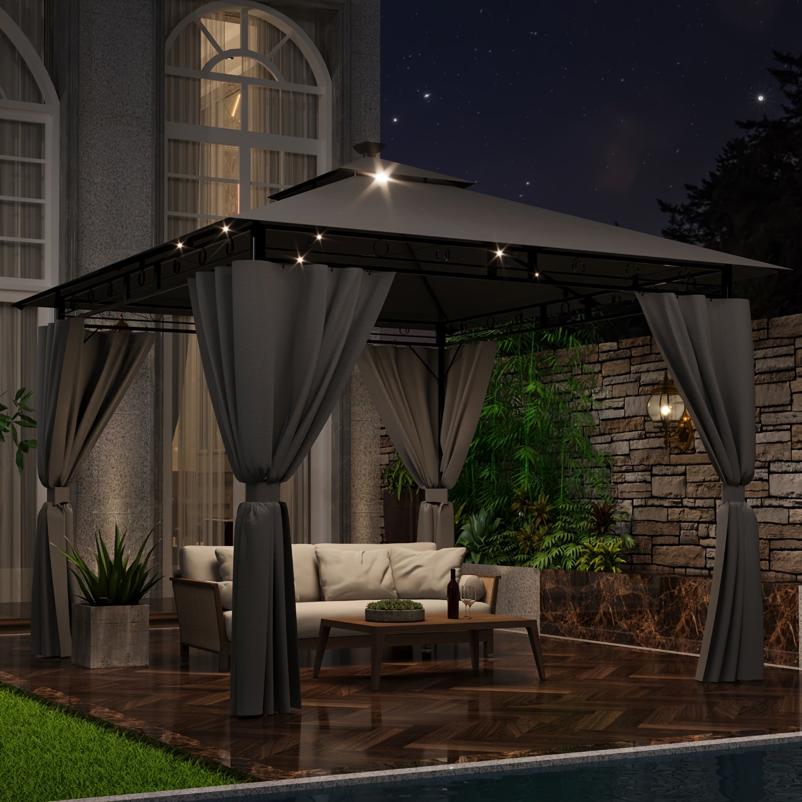 Pavillon de Jardin Royal 6 Personnes 3x3m Éclairage Intégré