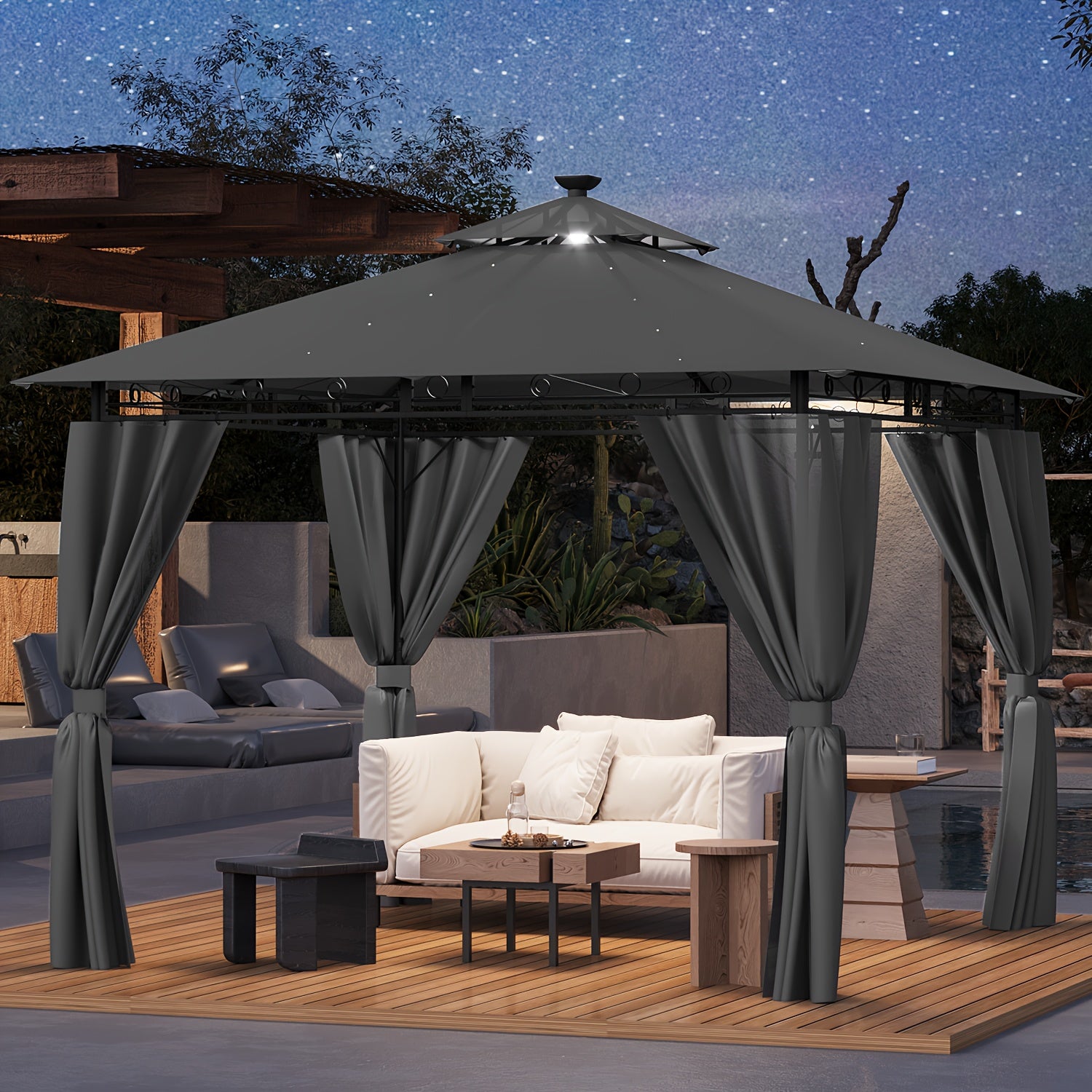 Pavillon de Jardin Royal 6 Personnes 3x3m Éclairage Intégré