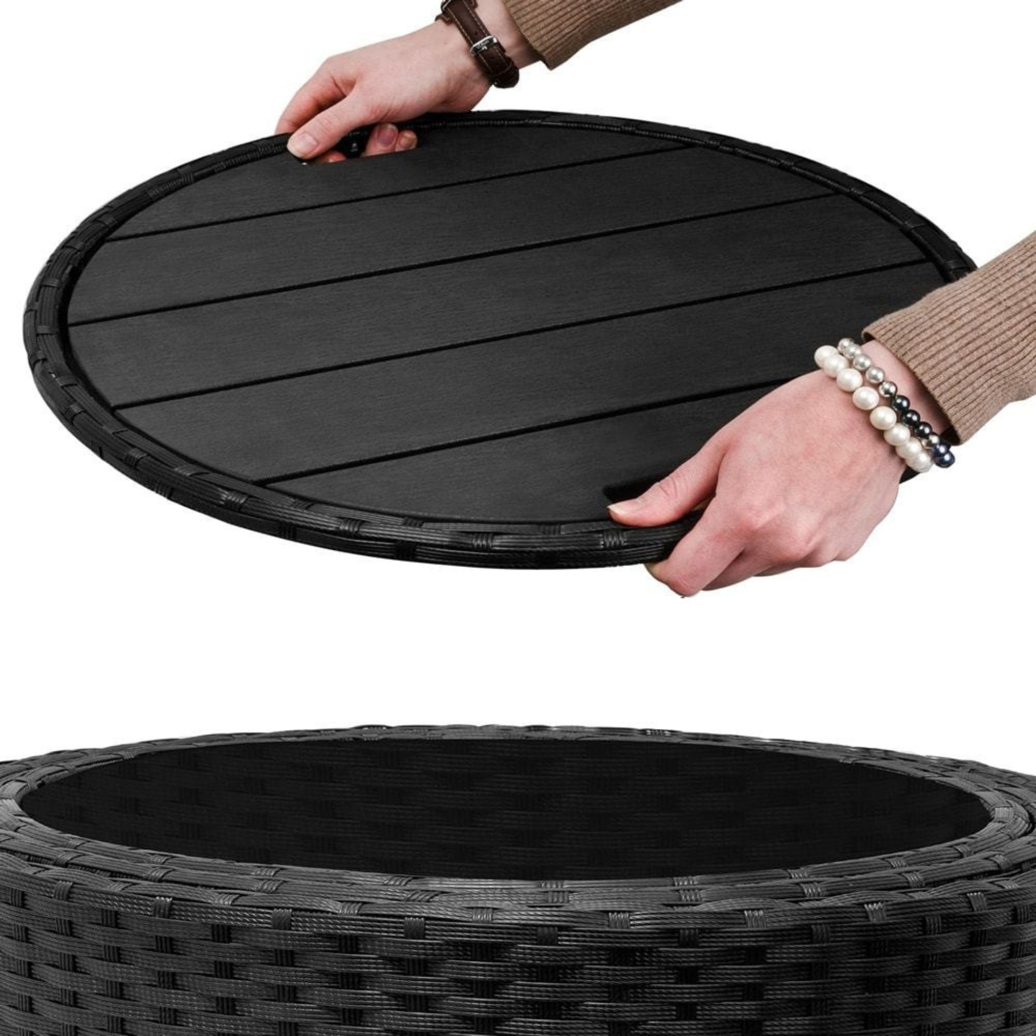 salon de jardin premium, oasis 185cm, modulable gris anthracite